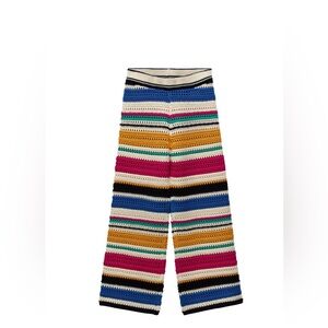 Zara Blue and Pink Casual Knit Palazzo Pants
